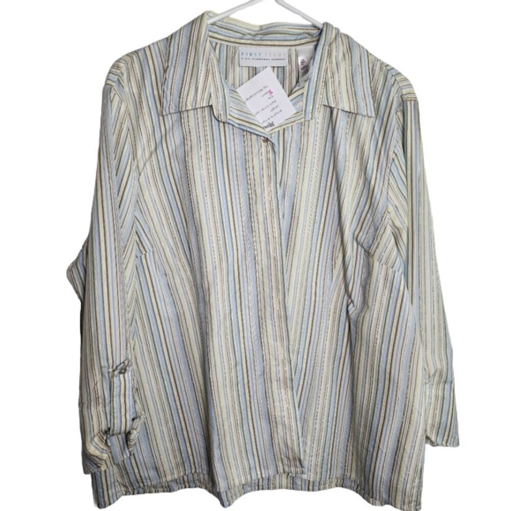 First Issue Liz Clayborn Company Blue and Green Dress Shirt XL